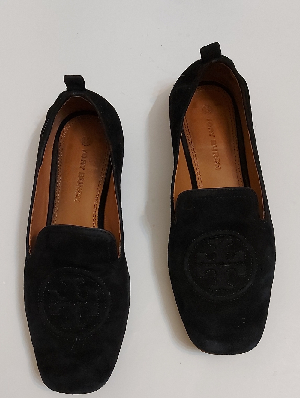 Tory Burch Women's Black Suede Logo Loafers Size 6.5
